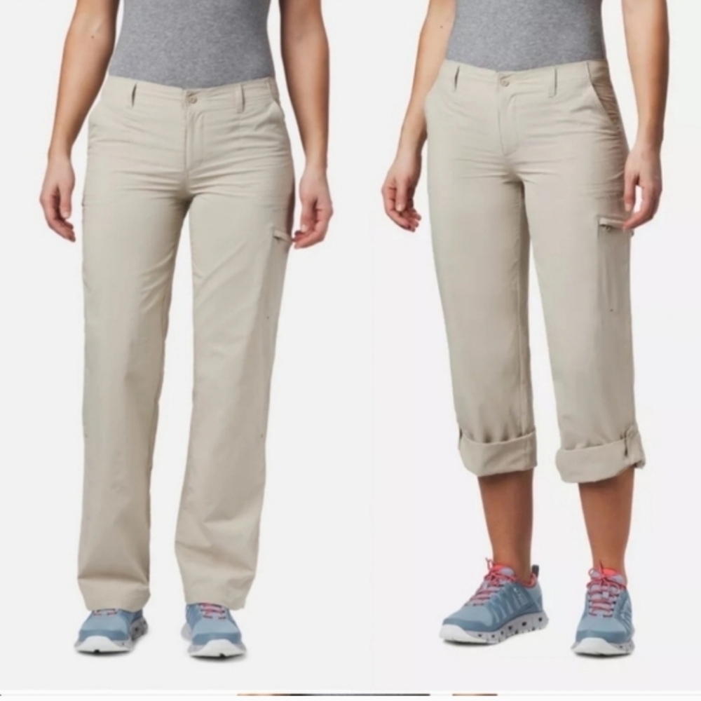Columbia PFG Aruba Roll-Up Pants Womens Size 14 Tan Khaki Omni- Shade